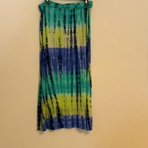 Maxi skirt, tye dye, blues/greens with black accents